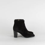 Sergio Rossi Black Suede Block Heel Ankle Boots