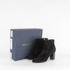 Sergio Rossi Black Suede Block Heel Ankle Boots