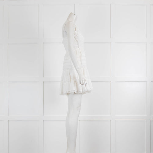 Zimmermann White Cotton Lace Honour Scallop Short Dress