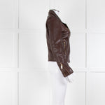 Holland & Cooper Burgundy Leather Biker Jacket