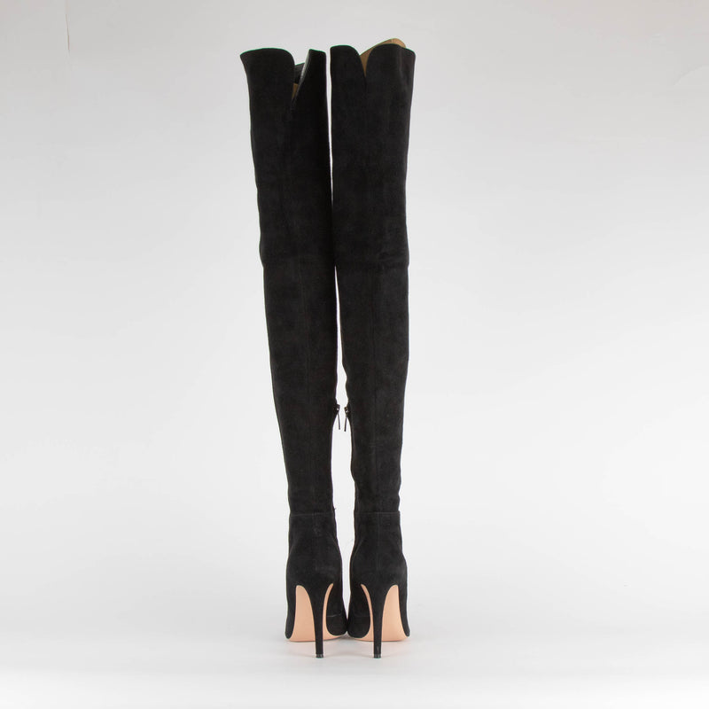 Gianvito Rossi Black Suede Over The Knee Heeled Boots