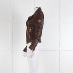 Holland & Cooper Burgundy Leather Biker Jacket