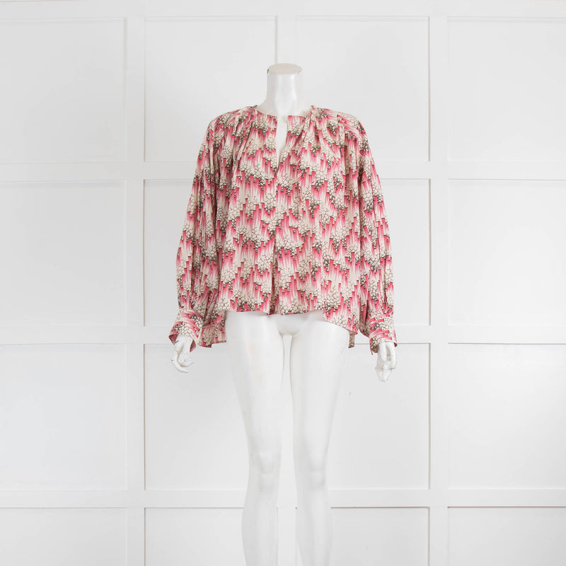 Isabel Marant Cream Pink Silk Full Sleeve Blouse