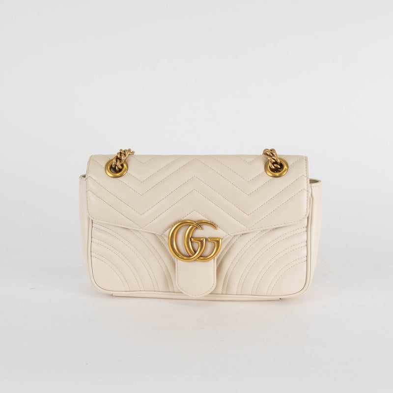 Gucci Cream GG Small Marmont Shoulder Bag