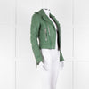 Balenciaga Green Leather Biker Jacket