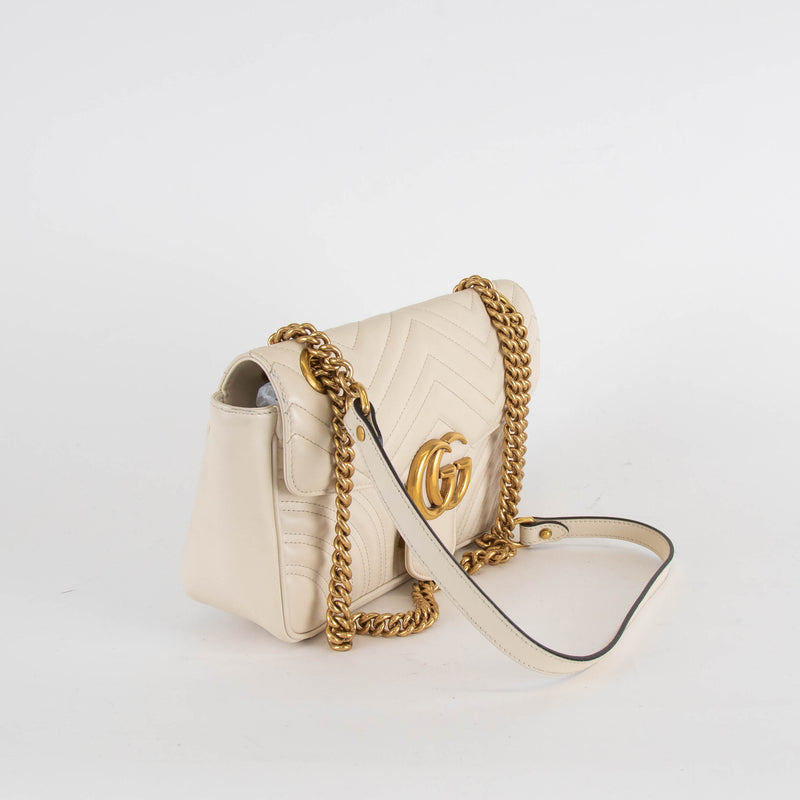 Gucci Cream GG Small Marmont Shoulder Bag