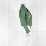 Balenciaga Green Leather Biker Jacket