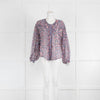 Isabel Marant Pink Blue Floral Silk Sheer Long Sleeve Blouse