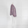 Isabel Marant Pink Blue Floral Silk Sheer Long Sleeve Blouse