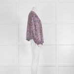 Isabel Marant Pink Blue Floral Silk Sheer Long Sleeve Blouse