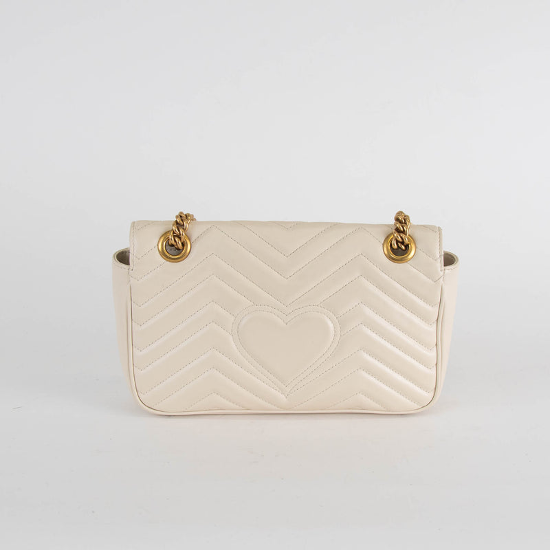 Gucci Cream GG Small Marmont Shoulder Bag