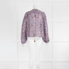 Isabel Marant Pink Blue Floral Silk Sheer Long Sleeve Blouse