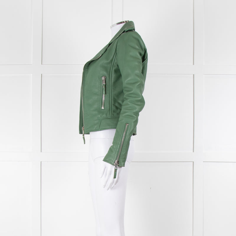 Balenciaga Green Leather Biker Jacket