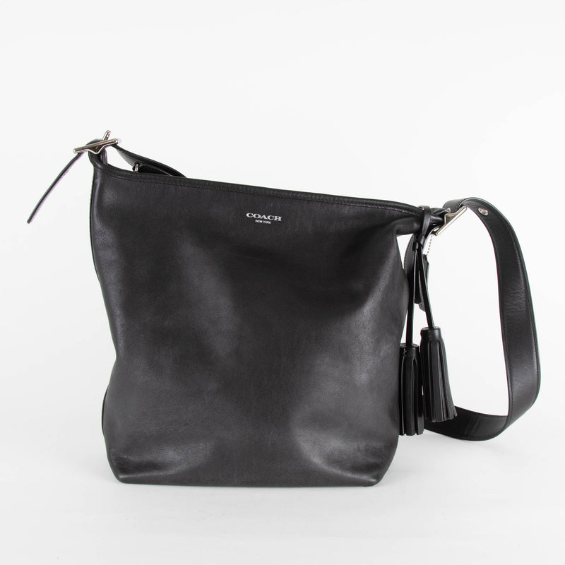 Coach Black Leather Back Zip Pocket Bag