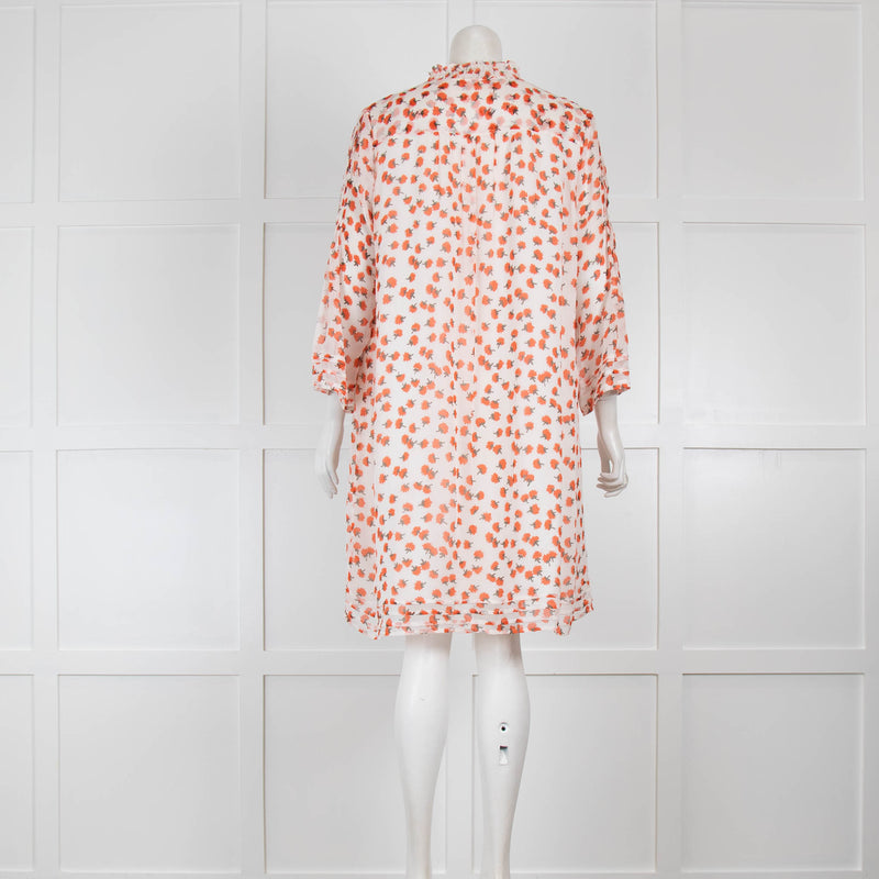 DVF White Silk Dress with Red Poppies