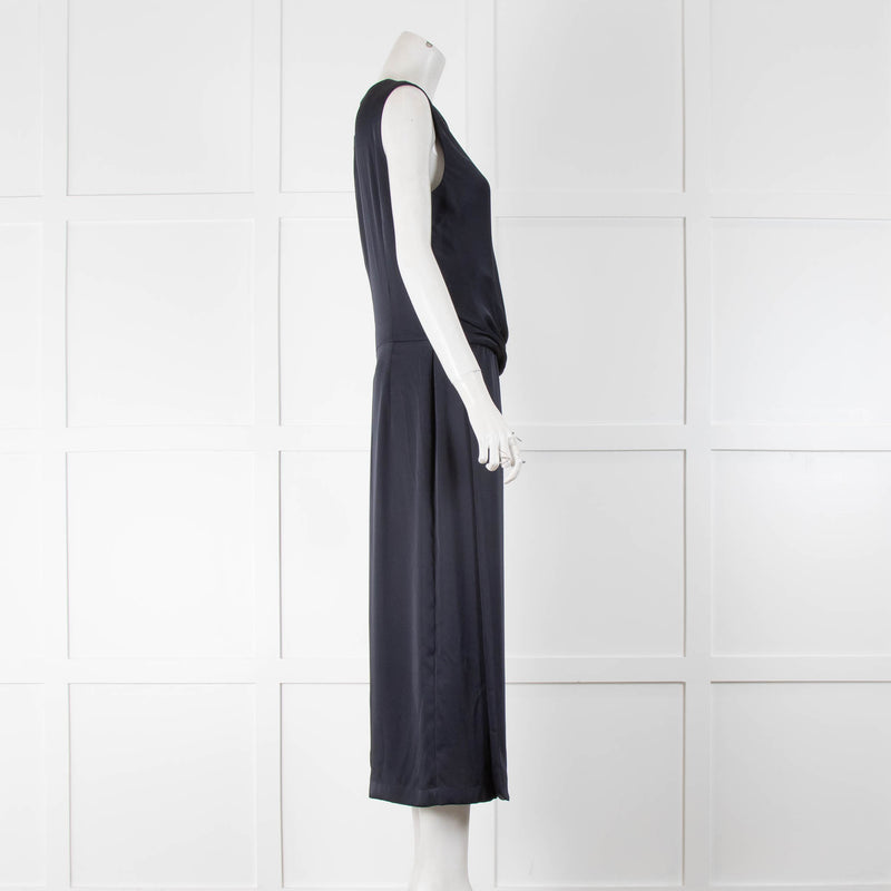 Strenesse Navy Sleeveless Silky Mid Length Dress