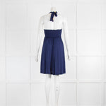 Heidi Klein Navy Blue Halter Neck Gold Trim Sundress