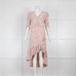 Sandro Red & Cream Floral Frill Dress