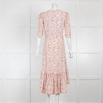 Sandro Red & Cream Floral Frill Dress