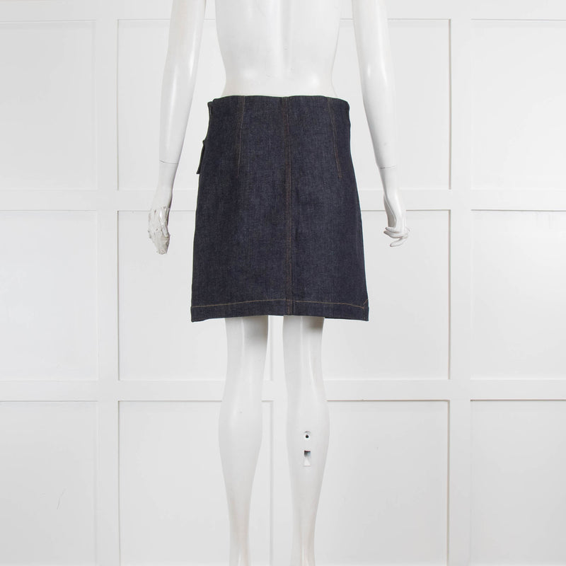 Diane Von Furstenberg Blue Denim Front Pocket Mini Skirt