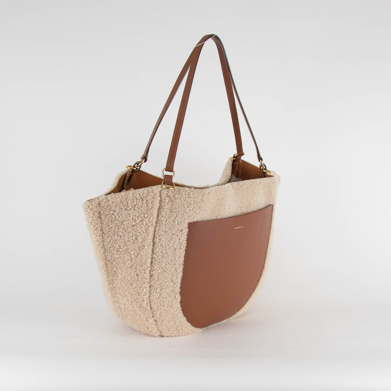 Wandler Brown Mia Leather And Sheepskin Tote Bag