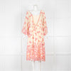 Temperley Pink Leaf Print Midi Dress