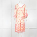 Temperley Pink Leaf Print Midi Dress