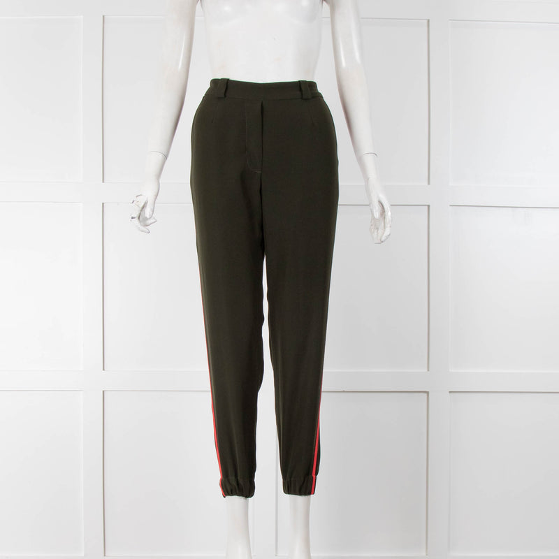 Zoe Jordan khaki With Red Side Stripe Jogger Trousers