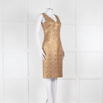 Carolina Herrera Gold Lilac Brocade Sleeveless Dress