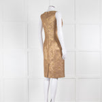 Carolina Herrera Gold Lilac Brocade Sleeveless Dress