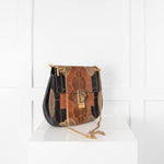 Chloe Suede Patchwork Drew Bag With Gold Chain Strap