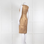 Carolina Herrera Gold Lilac Brocade Sleeveless Dress