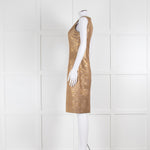 Carolina Herrera Gold Lilac Brocade Sleeveless Dress