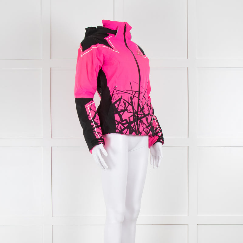 Rossignol Bright Pink Black Hooded Ski Jacket