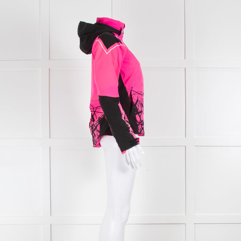 Rossignol Bright Pink Black Hooded Ski Jacket