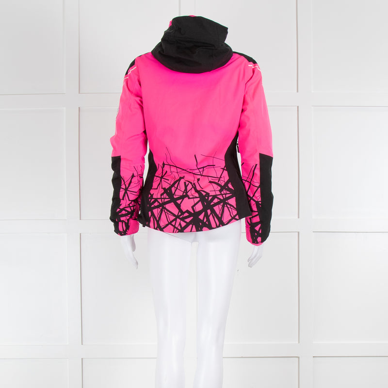 Rossignol Bright Pink Black Hooded Ski Jacket