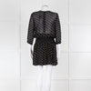 Ganni Black Cream Polka Dot Ruched Drop Waist Dress