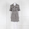 Maje Black White Check Tweedy Button Up Dress