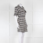 Maje Black White Check Tweedy Button Up Dress