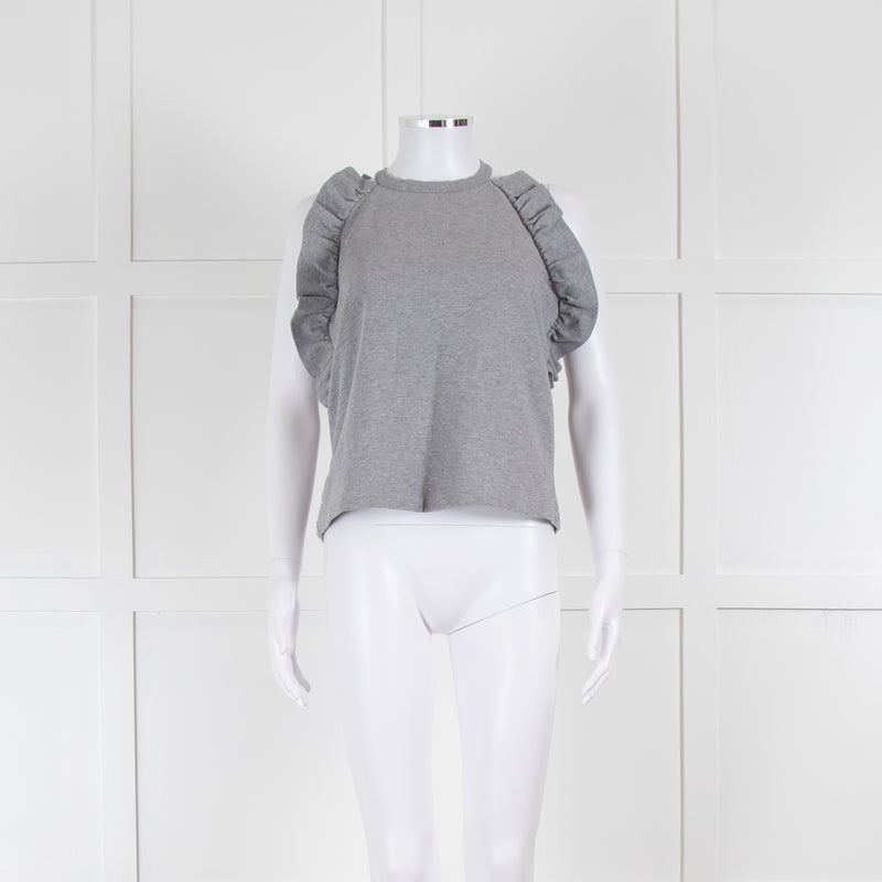 MSGM Grey Sleeveless Frilled Top