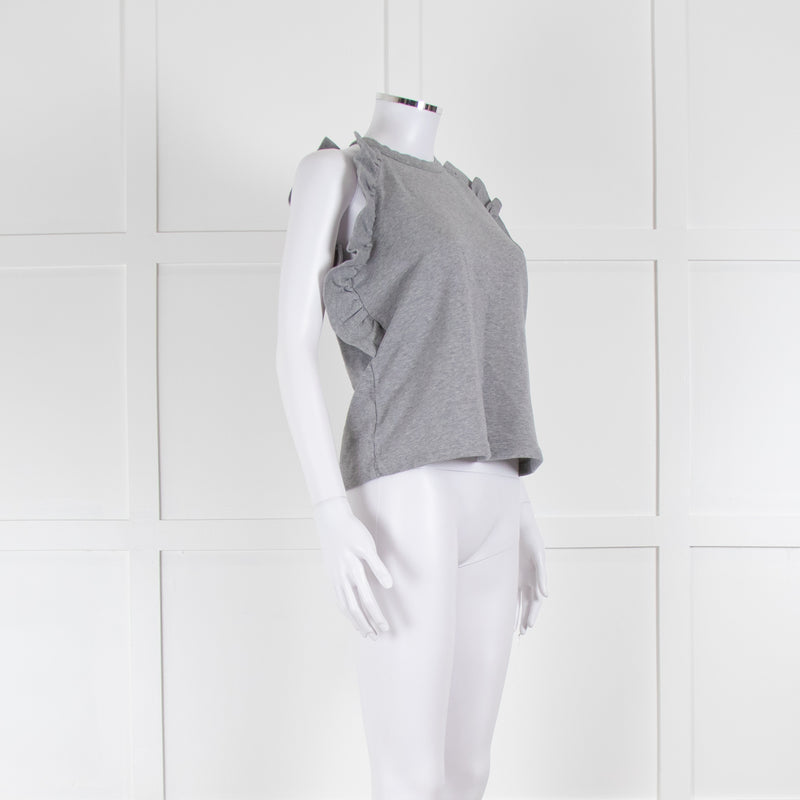 MSGM Grey Sleeveless Frilled Top