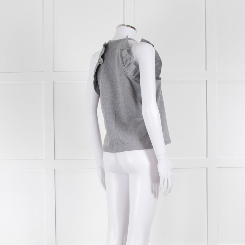 MSGM Grey Sleeveless Frilled Top