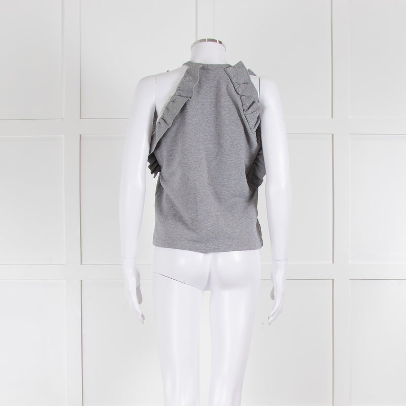 MSGM Grey Sleeveless Frilled Top