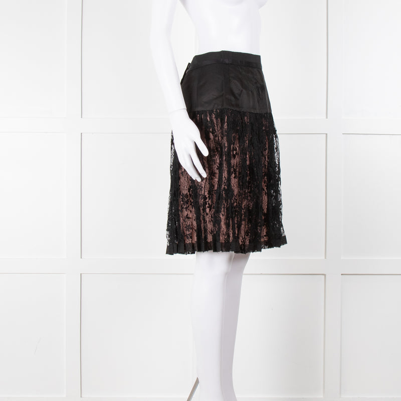 Louis Vuitton Black Lace Pink Lining Short Skirt