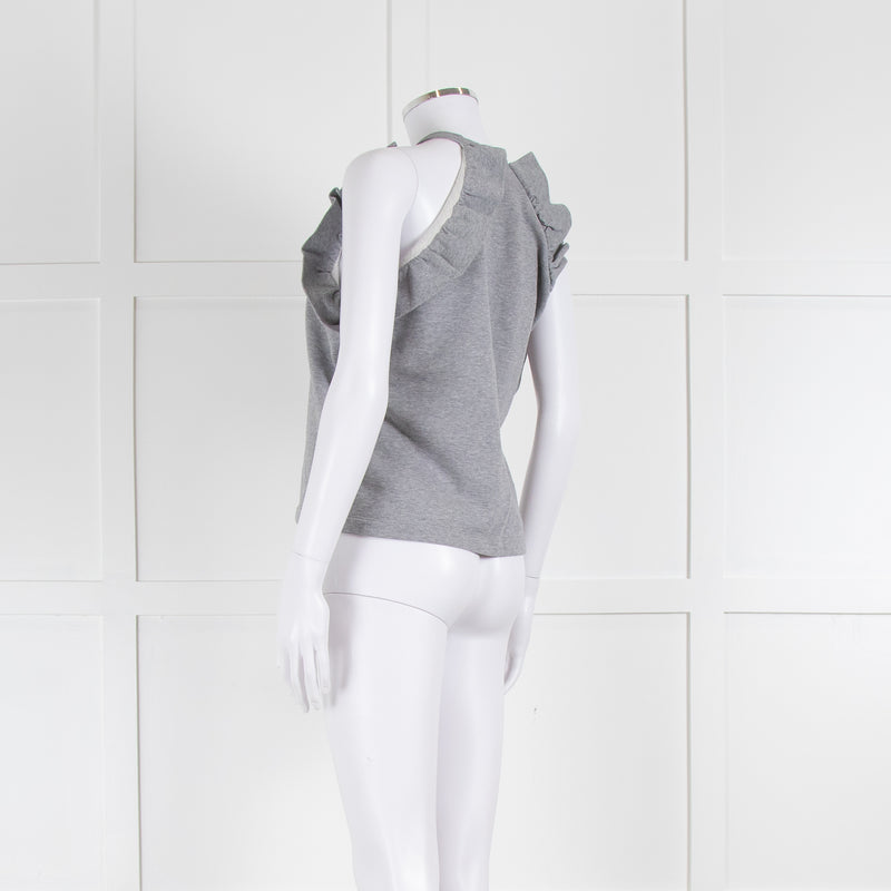 MSGM Grey Sleeveless Frilled Top