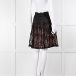 Louis Vuitton Black Lace Pink Lining Short Skirt