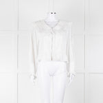 Rixo White Cotton Lace Trim  large Collared Blouse