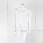 Rixo White Cotton Lace Trim  large Collared Blouse