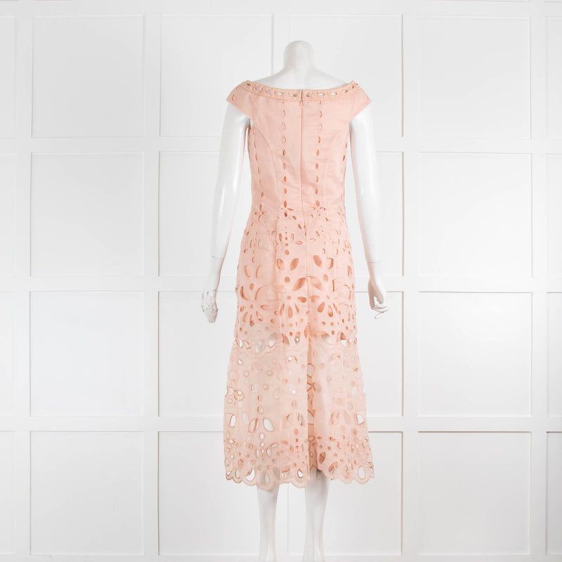 Alice McCall Pale Blush Pink Broderie Sleeveless Midi Dress