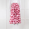 Dolce & Gabbana Pale Pink Burgundy Large Dot Silk Satin Print Full Skirt